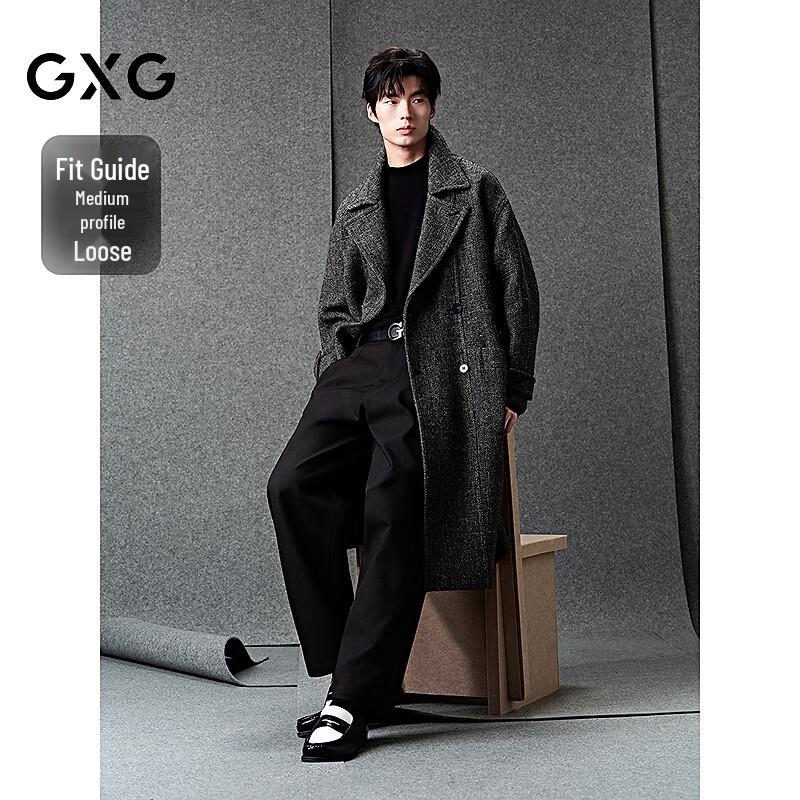 GXG Men's Linen Wool Blend Double-Breasted Chesterfield Coat