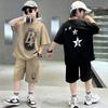 Summer Teenager Boys' Clothing Set Letter Short Sleeve T-shirt Shorts 2Pcs for 4-14 Years Kids Tracksuits Child Cloth