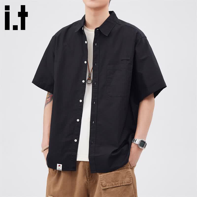 CHOCOOLATEit Men's Japanese Style Short Sleeve Cotton Shirt