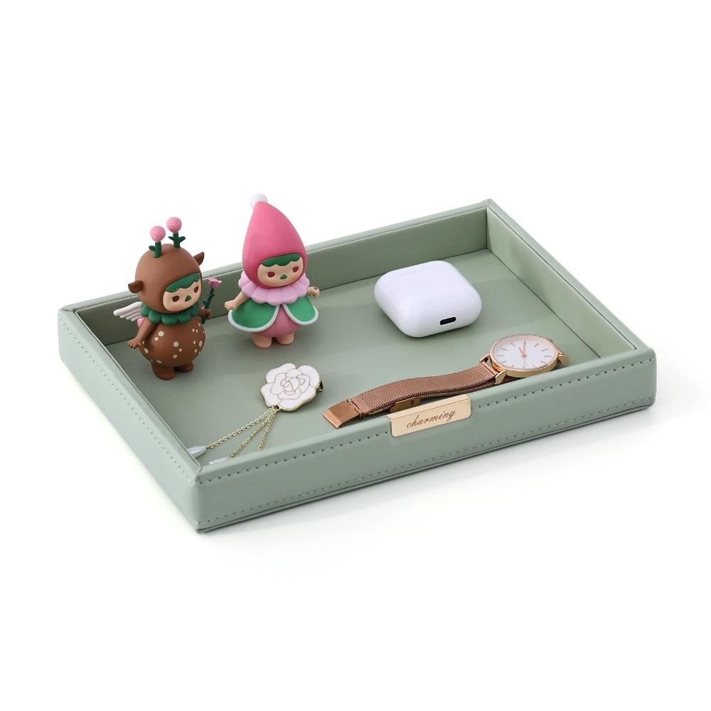 Nordic Desktop Storage Tray Leather Decorative Vanity Tray Watch Holder Perfume Tray  Bedroom