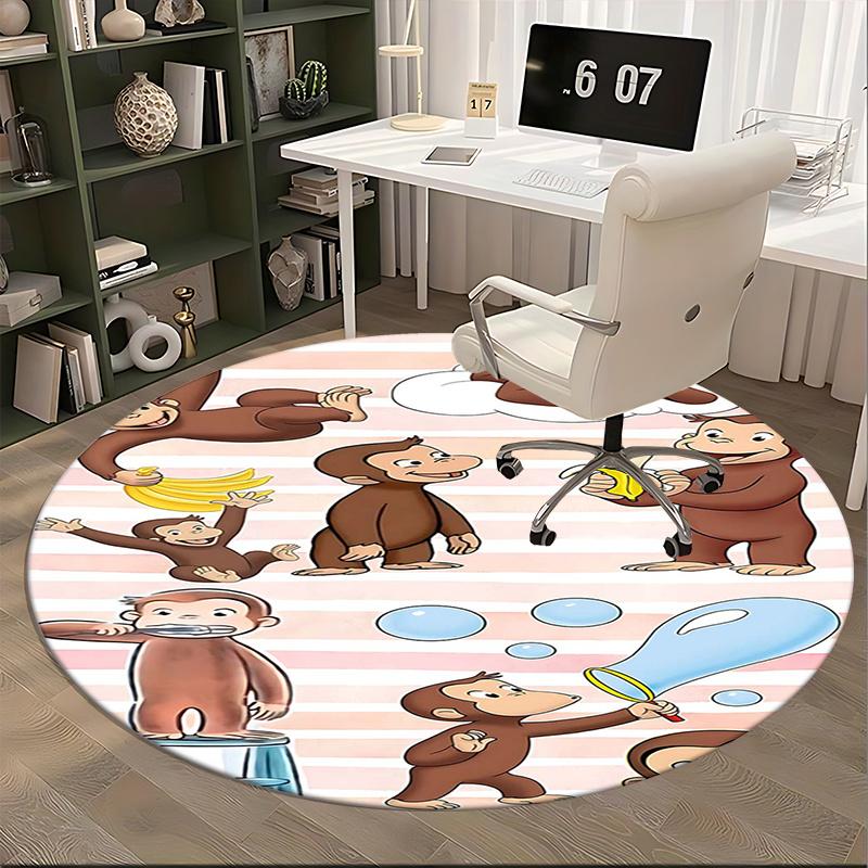 Curious George,Monkey Adventures Chair mat Round Rug Office carpet, Non slip, Suitable for Living Rooms, Bedrooms Decor 1205523a