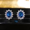 Cao Shi's new model, fashionable temperament flower-shaped colored stud earrings, women's creative generous zircon ear jewelry