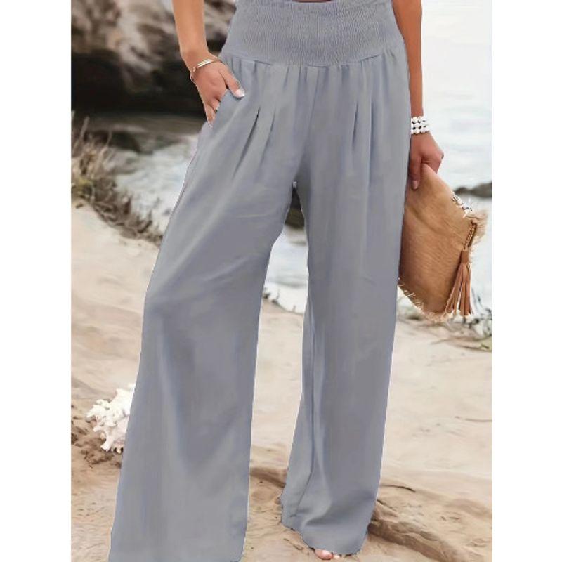 Casual Elastic High Waist Wide Leg Pants