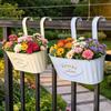 Abflusslöcher Metallblumentopf Eisenblumenhalter Retro Geländerpflanzer Balkondekoration