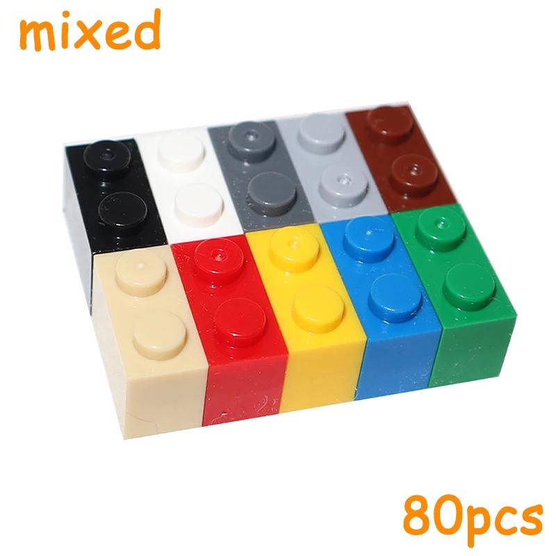 Non-Toxic 80Pcs 3004 3065 1X2 Bricks Dots Thick Moc Assemble Particles 1*2 Building Blocks Diy Educational Creative Toy For Kids