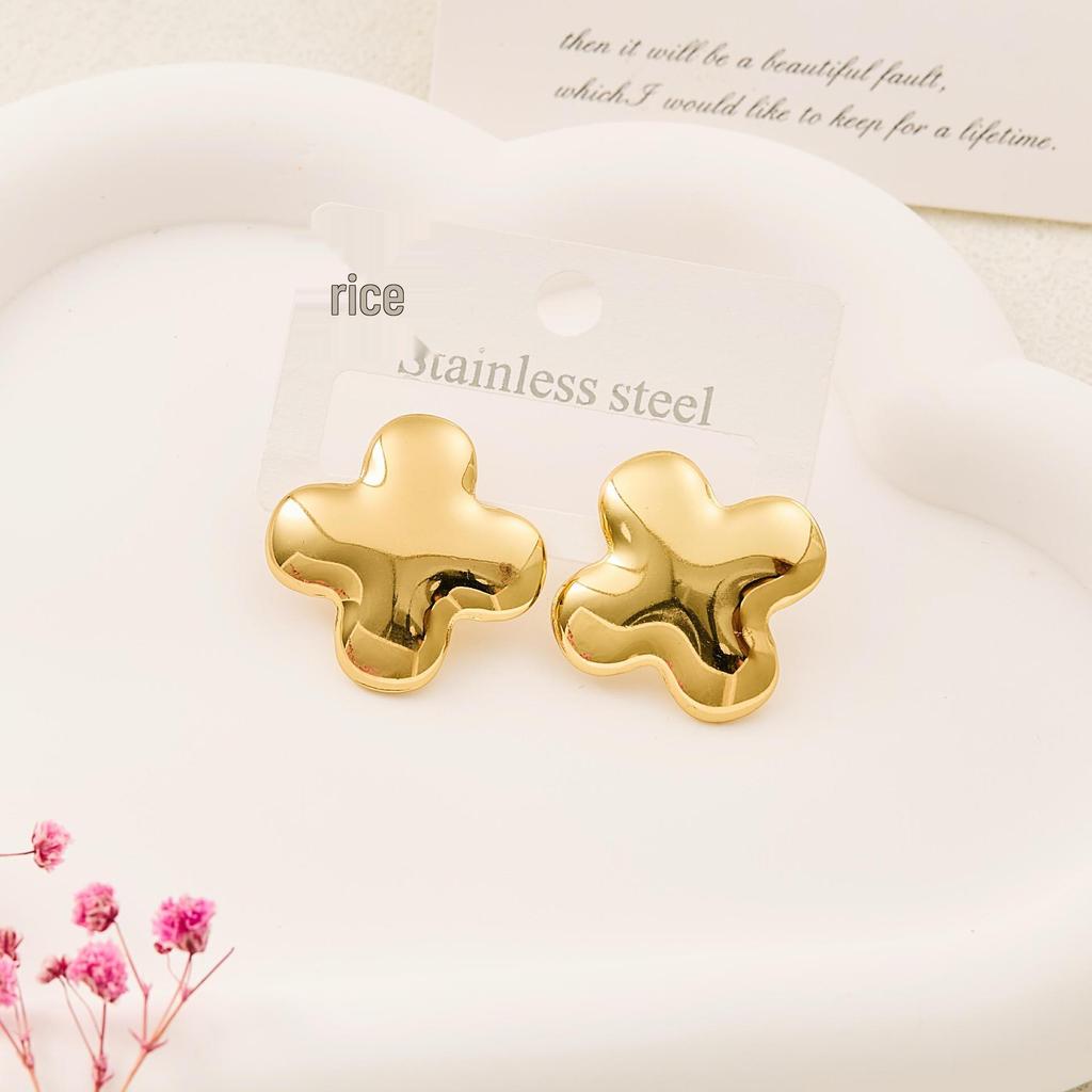 Hot-Selling Retro Metal Earrings: Stainless Steel Fashionable Stud Jewelry