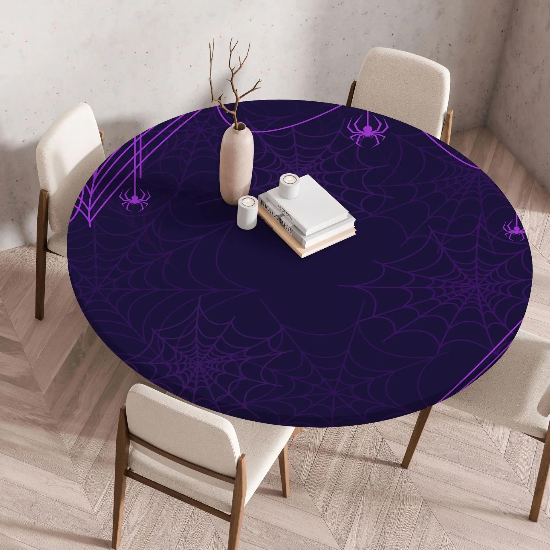 

Dustproof Elastic Hallowmas Printing Round Tablecloth Waterproof Table Cover for Home Dining Decoration 60/90/100/120cm 60cm