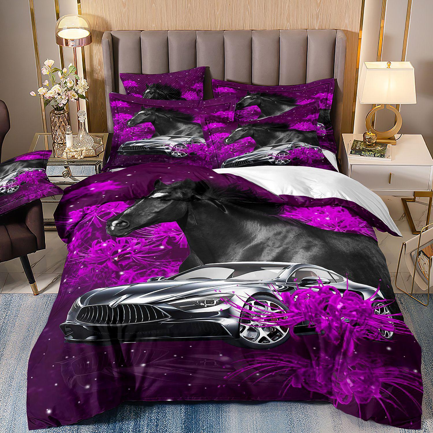 

Роскошный 3D комплект постельного белья Queen King, двойной пододеяльник, комплект постельного белья, удобное одеяло/пододеяльник, комплект постельного белья, животное, лошадь EU Twin 135x200cm