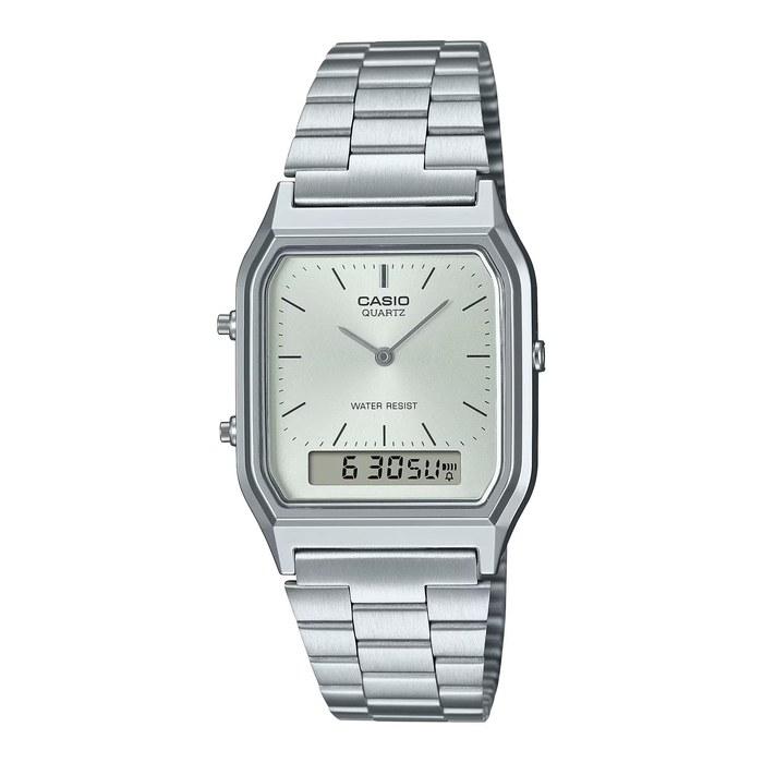 Casio AQ-230A-7A Silver Analog-Digital Watch, Silver Bracelet