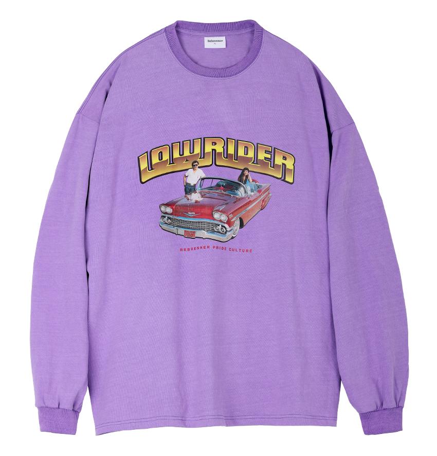 REBRENNER Oversized Pigment 80S Low Rider Long Sleeve Purple