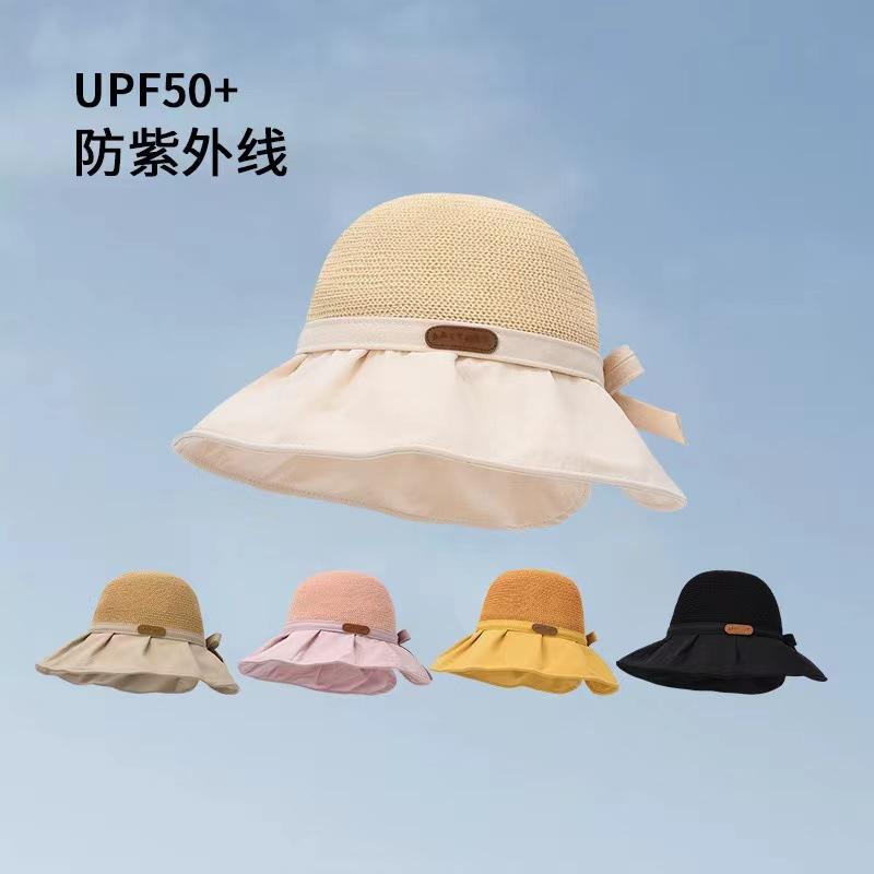 New Summer Versatile Outdoor Sun Hat with Wide Brim, Portable Fisherman Hat, Sun Protection Hat with Bow for Women