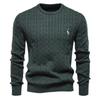 AIOPESON Herren Baumwollpullover mit gestickter Giraffe, Rundhals, klassischer Zopfmuster-Pullover, gestrickter Pullover für Herren S black