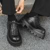 New men's platform small leather shoes casual versatile sports British style shoes heightening big head men's shoes 24312-J