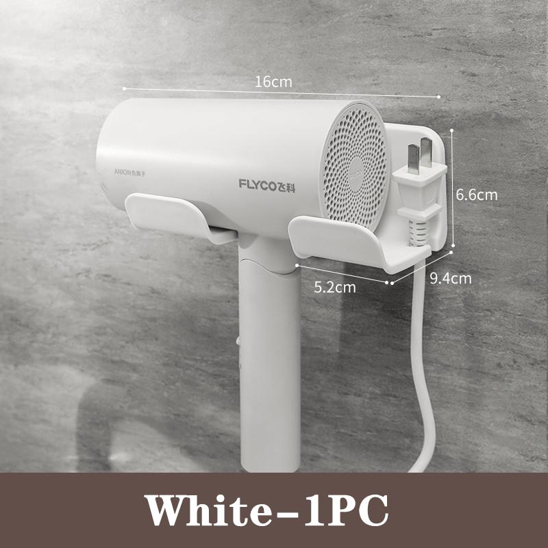 Support Sèche-Cheveux Sans Percage Mural Avec Porte-Rasoir Et Range-Câbles - Organisation Salle De Bain