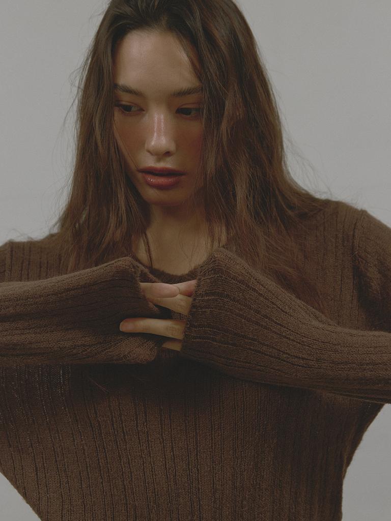 Asula V-Neck Golgi Knit (Brown)