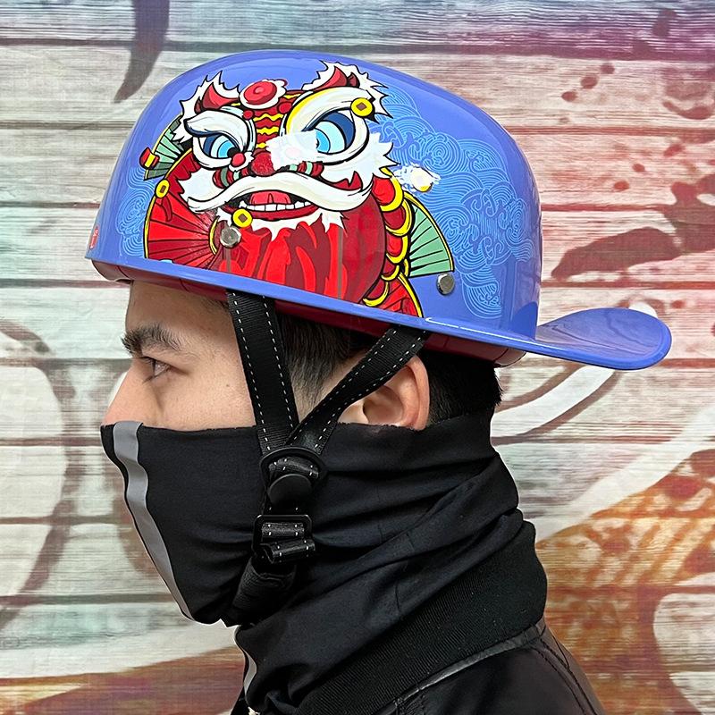 Harley Vintage Helmets Men's and Women's Electric Car Half Helmets Baseball Caps Scooters Helmets Peaked Helmets Gangster DS Personality