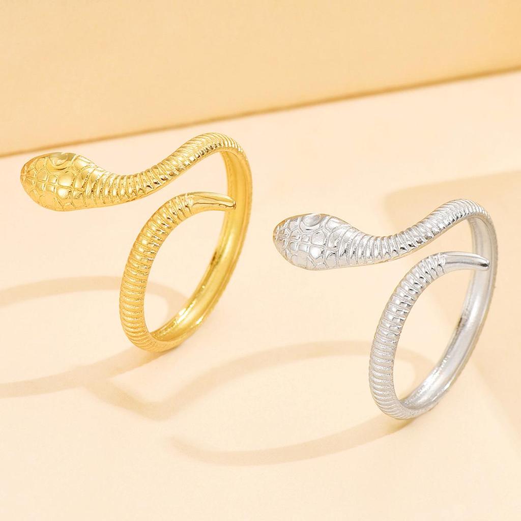 Adjustable Stainless Steel Snake Ring - Punk Style for Women