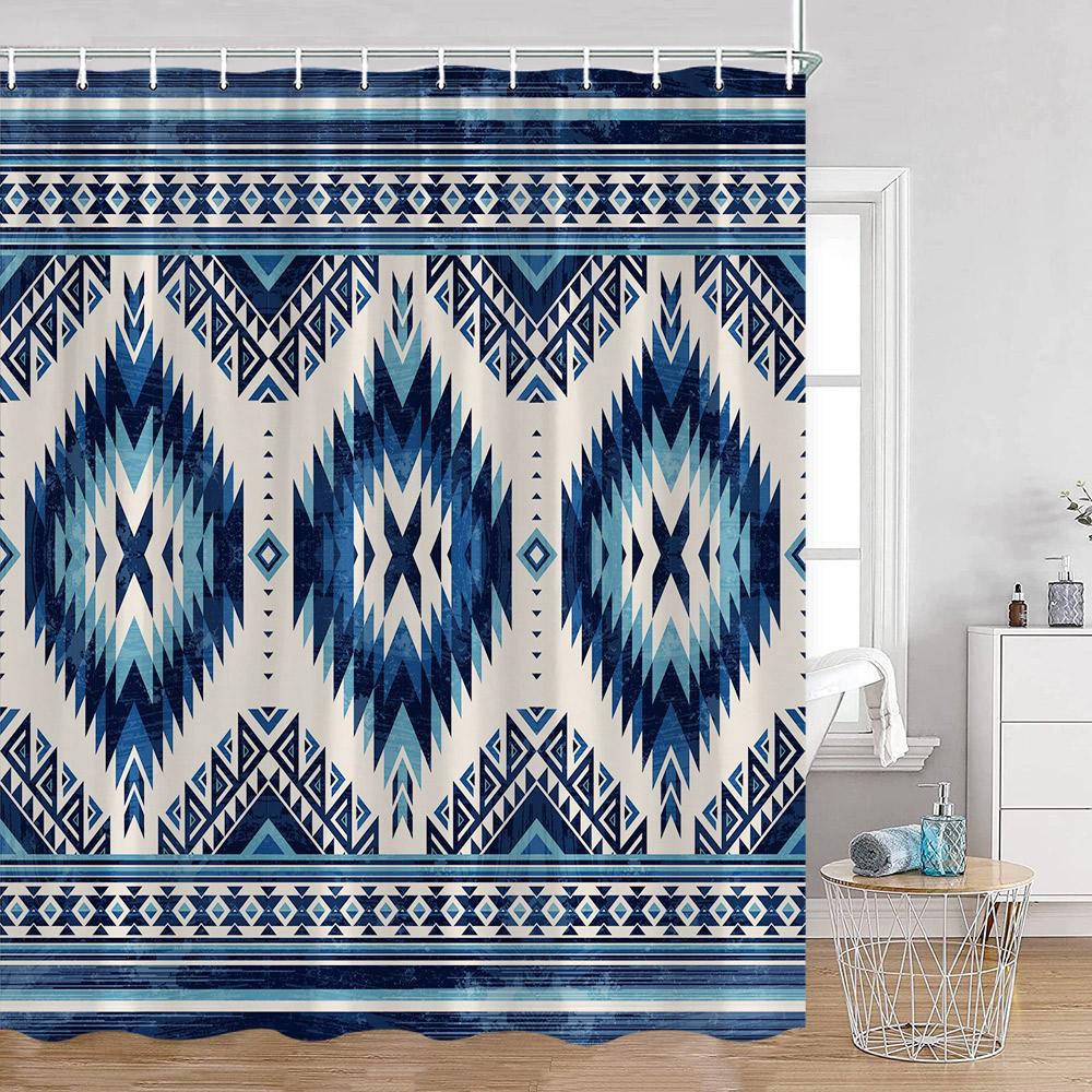 Vintage Bohemian Shower Curtain Boho Pattern Geometric Indian Mandala Style Bathroom Curtains Polyester Fabric Bath Decor