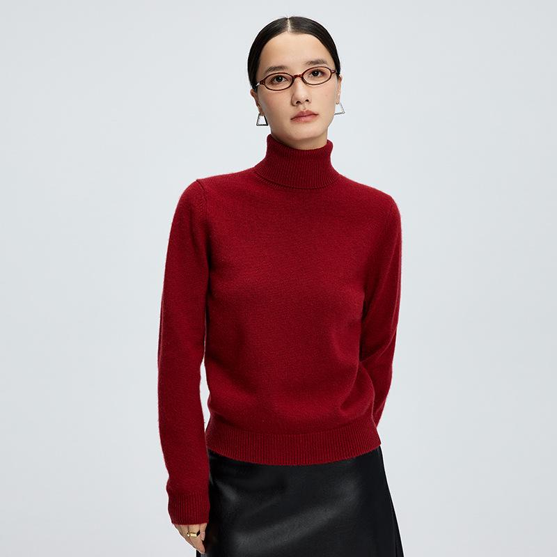 Women's High-Neck Cashmere Knit Sweater - Soft, Warm, Loose Fit for Autumn/Winter