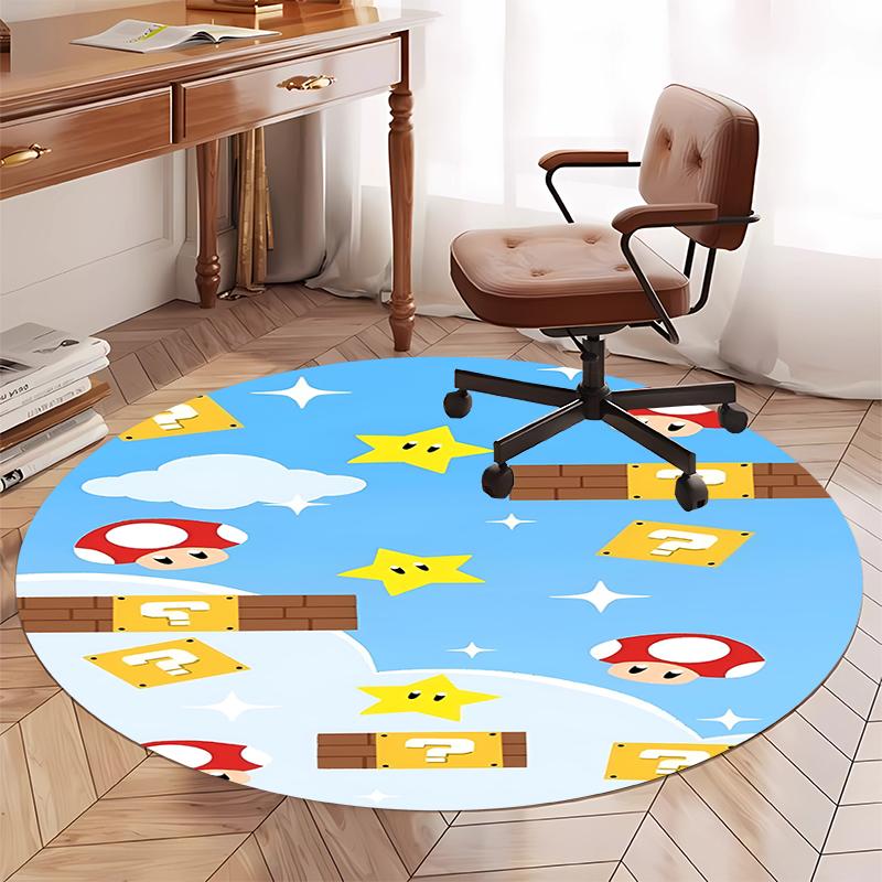 Mario Printed Round Rug Carpet Chair Rug Area Rug Entryway Doormats,for Office Chair Living Room Bedroom Kitchen Room.