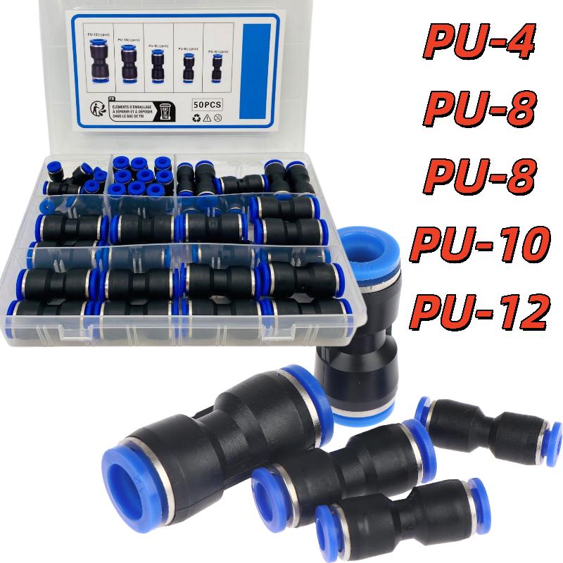 Reliable 40/50Pcs Air Pneumatic Connectors Set Precise 4/6/8/10/12 Sizes for Accurate Industrial Use