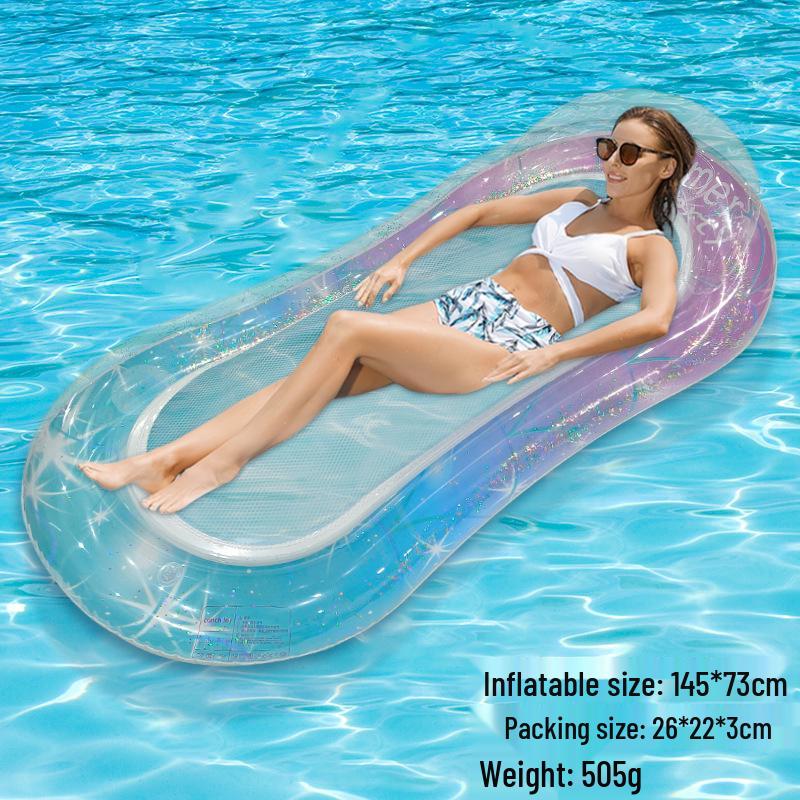 Inflatable PVC Float Recliner: Foldable Striped Swimming Bed