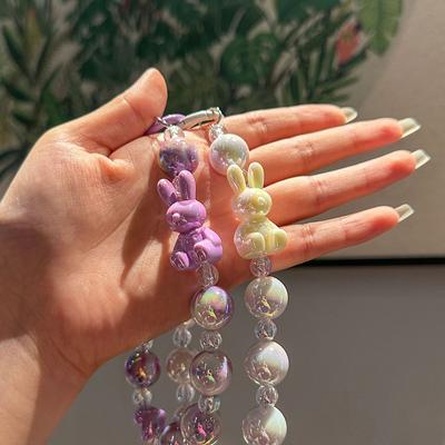 Ciondolo per Cellulare con Fiocco a Farfalla e Perline, Cinturino Portachiavi Lanyard per Donne, Gioiello Carino da Ragazza, Cordino da Appendere al Telefono, Porta Ciondolo