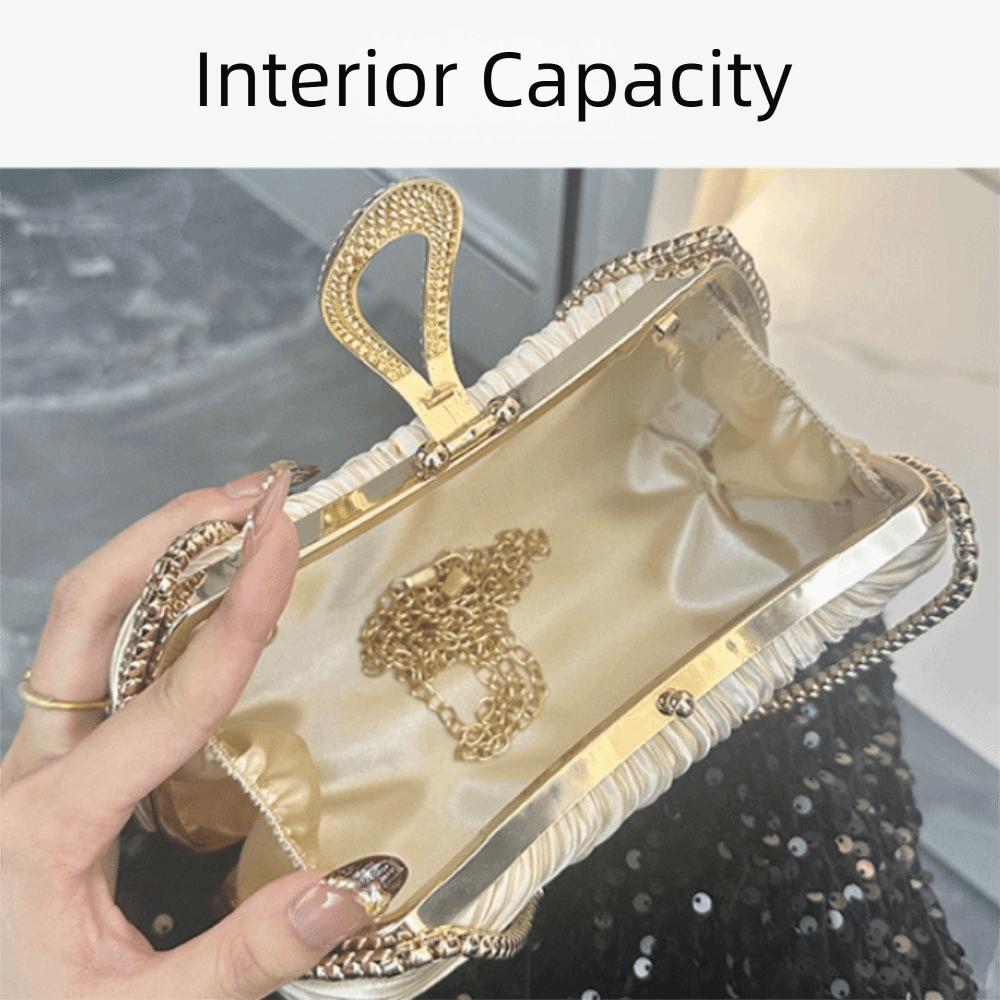 Fashion Shiny Sequin Sequin Handbag Nylon Lining Gold Sequin Party Handbag Lock Buckle Clutch Bag Party