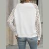 Women's Sweatshirt Solid Color Loose Rhombus Top Stitching Lace Sleeves Casual Pullover