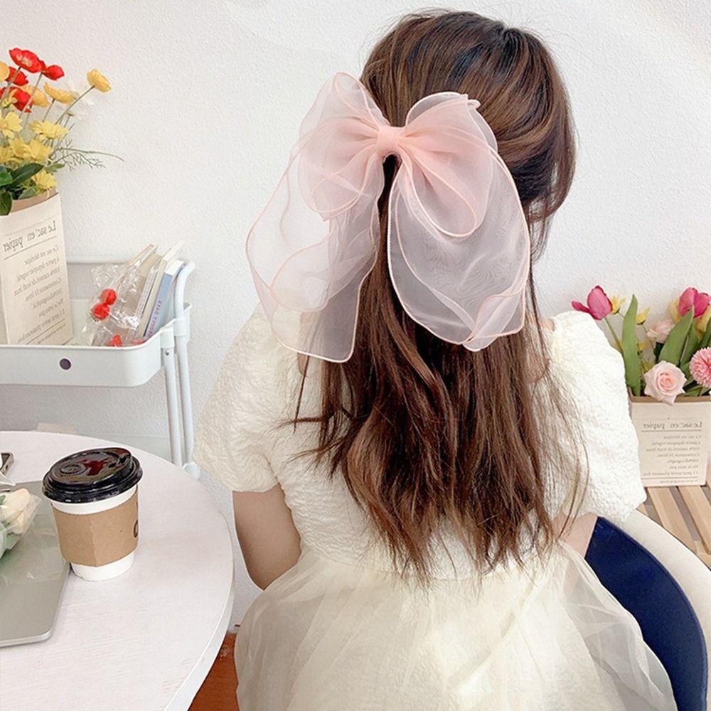 Spring Clip Korean Style Headwear Balletcore Bow Hair Clip Ribbon Bowknot Female Hair Accessories