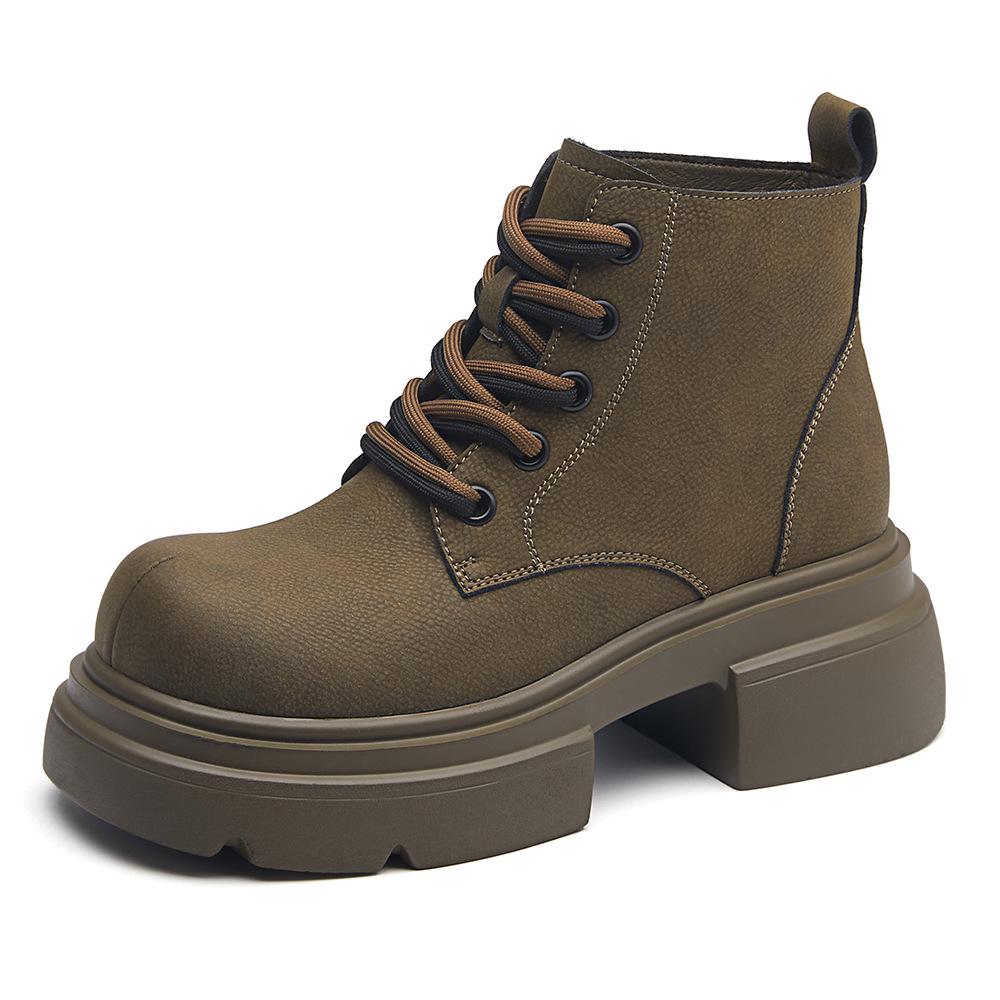 

2025 Женские ретро ботильоны в британском стиле на скрытом каблуке - Универсальные осенние ботинки Мартина на толстой подошве, классического большого желтого цвета. 35