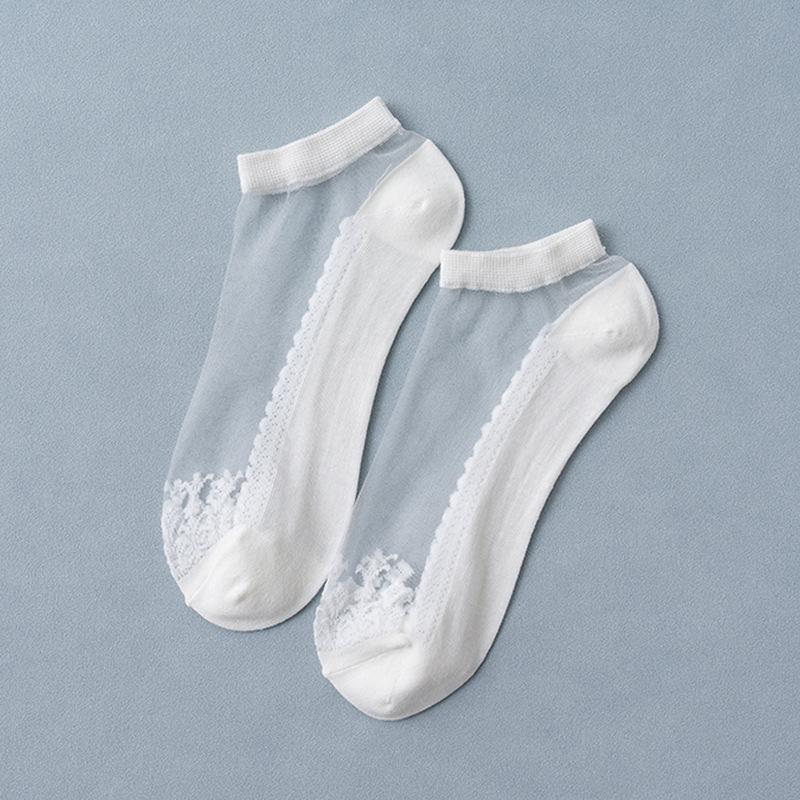 Summer Crystal Silk Low-Cut Breathable Women's Socks - Invisible, Wear-Resistant, Thin Cotton Bottom