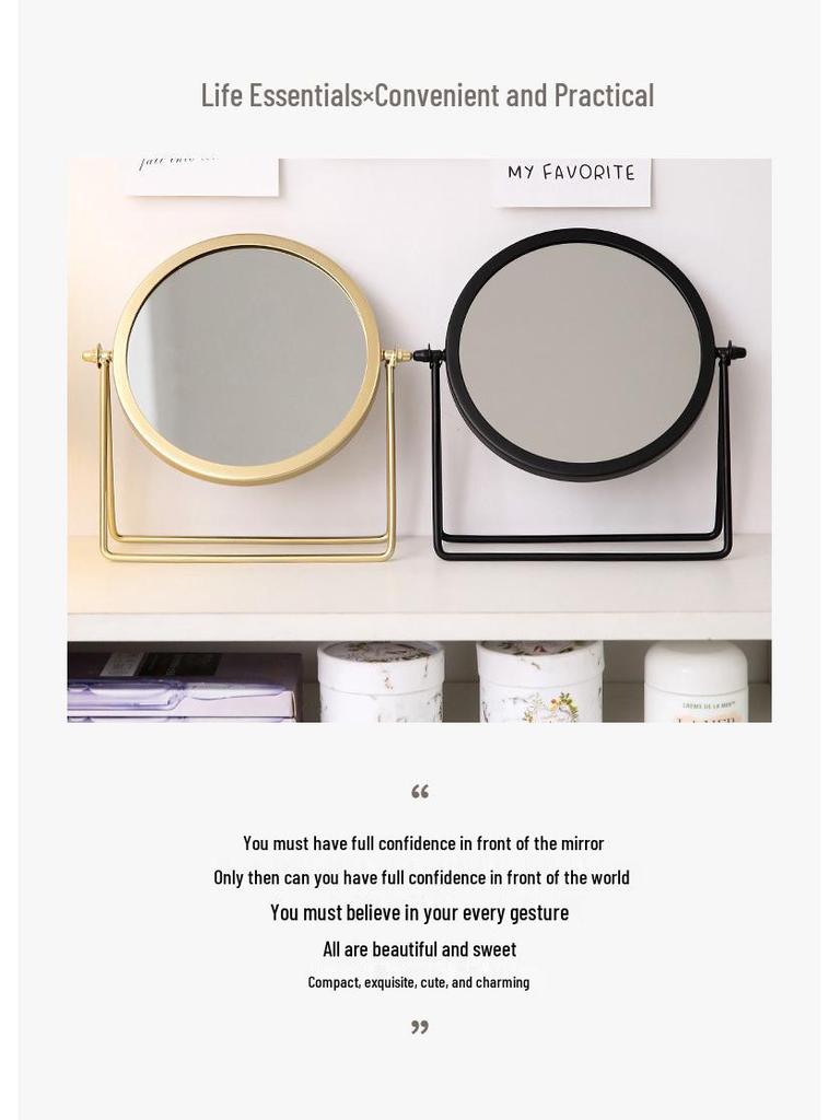 Skandinavischer Stil Drehbarer Schminkspiegel aus Schmiedeeisen für Schlafzimmer oder Studentenwohnheim