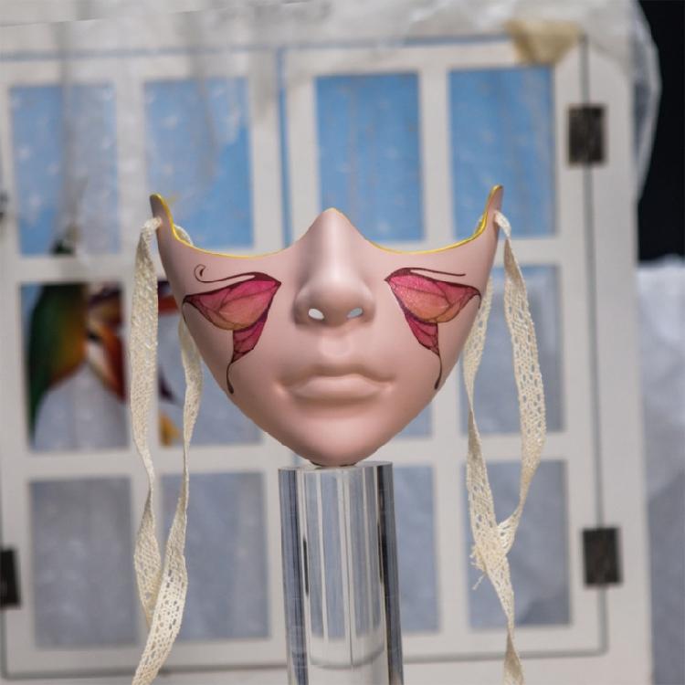 Målad Skönhetsmask Maskeradmask Festmask Estetisk Mask Mekanisk Halvansiktsmask för Halloween Jul Cosplay