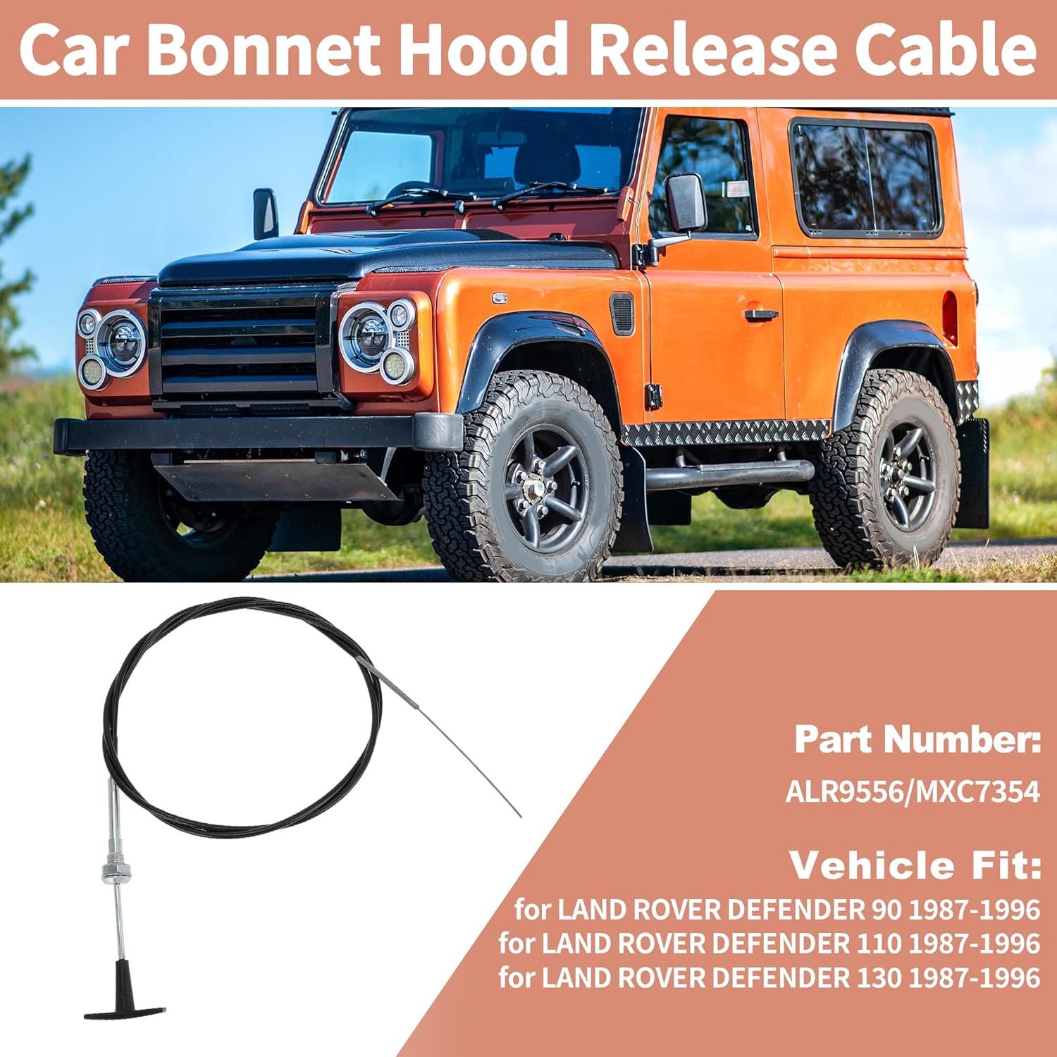 

№ ALR9556/MXC7354 Трос открытия капота автомобиля для LAND ROVER DEFENDER 90 110 130 1987-1996 Замена троса замка капота