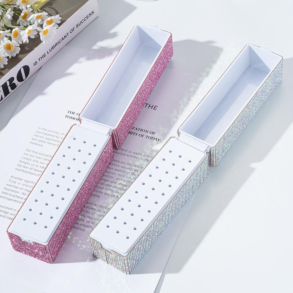 New high-value full diamond grinding head storage box 30-hole manicure drill bit bracket rhinestone box
