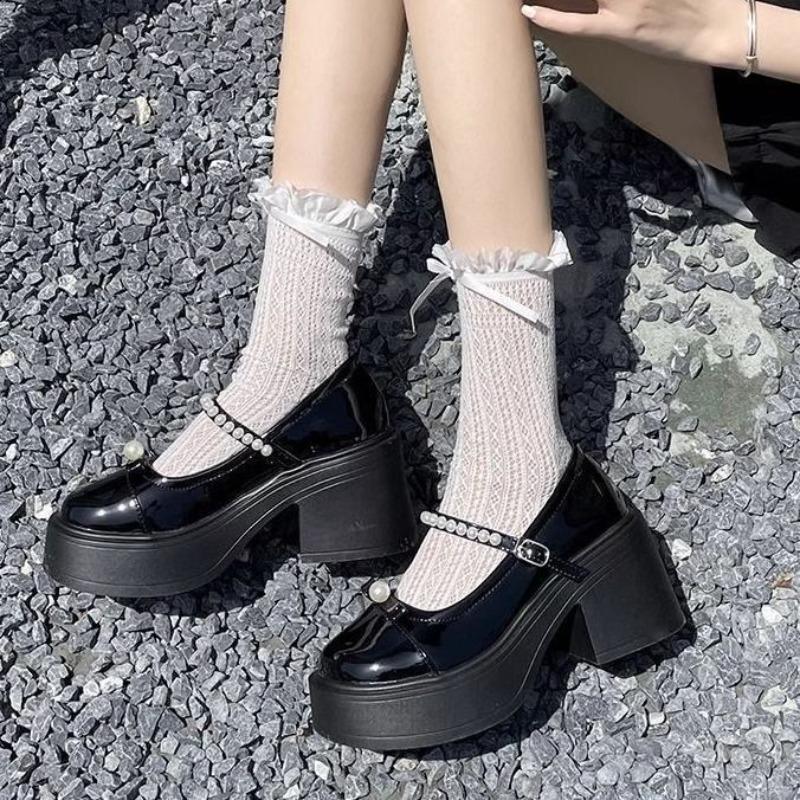 Fashion Luxury Women Shoes Mary Jane Shoes 2025 Fashion Round Toe High Heels for Women Party Leather Footwear Lolita Shoes Casual Shoe