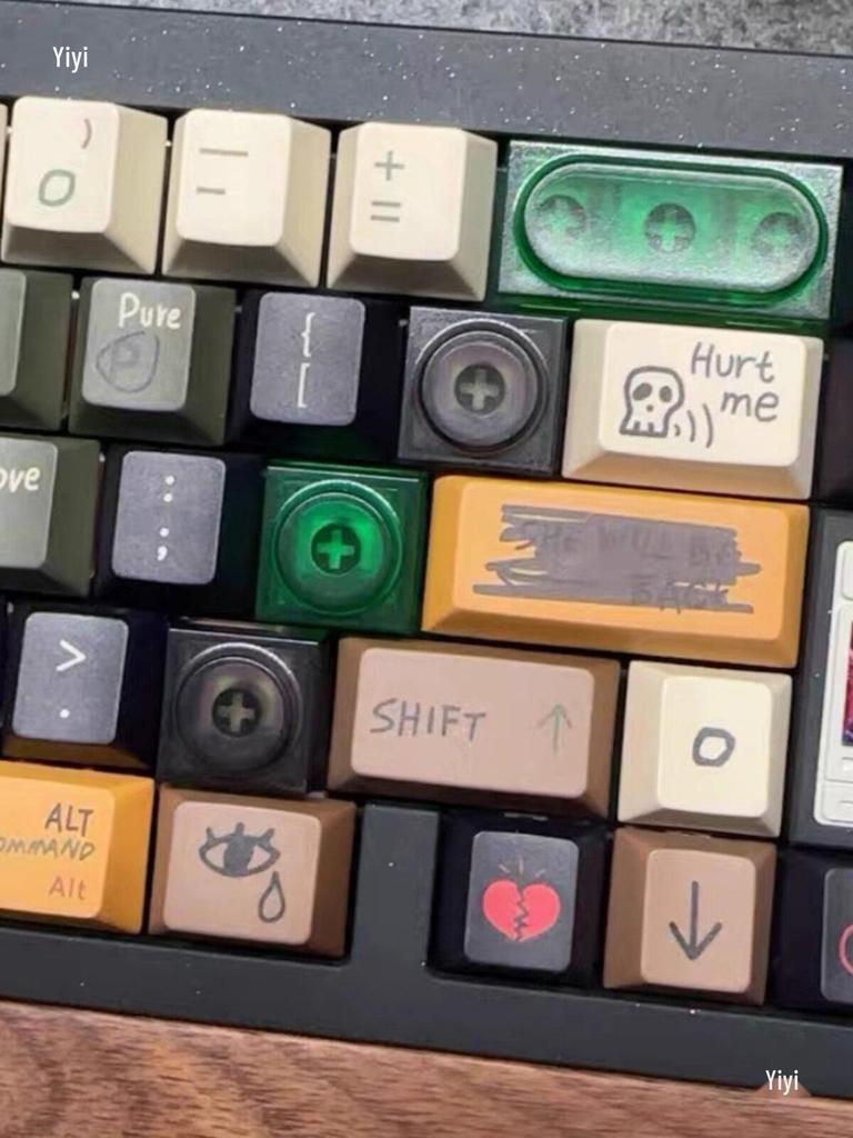 Retro Frosted Transparent PC Keycaps for Wireless Backlit Keyboards