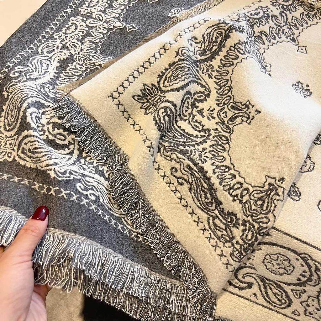 New Elegance Cashmere Warm Scarf For Women Winter Thick Blanket Wraps Two-sided Bufanda Echarpe Pashmina Luxury Print Shawl