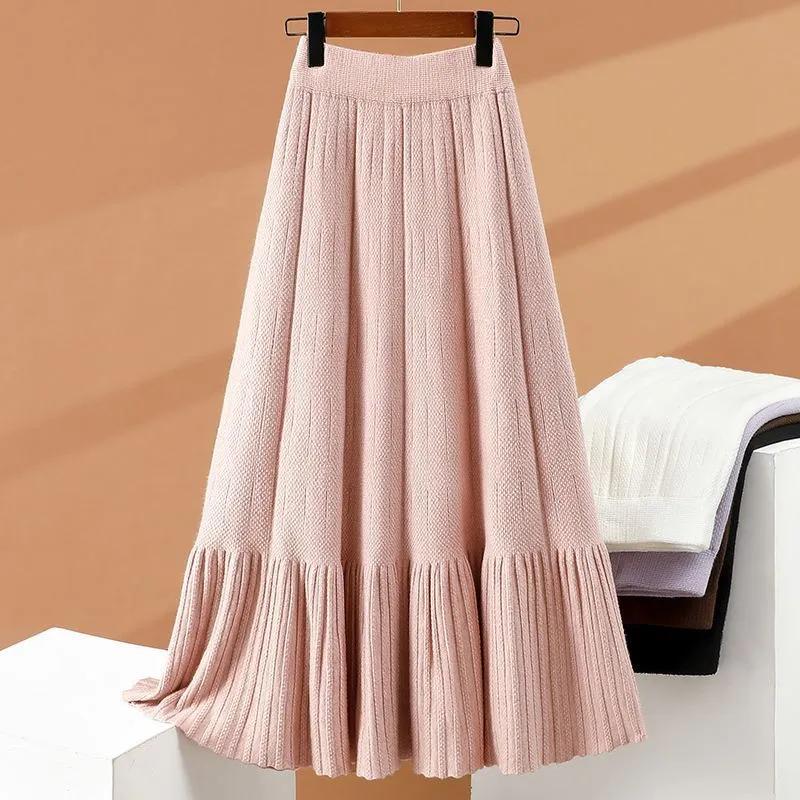 Rock für Damen Lässig Vielseitig Elastischer Hoher Bund Lange Weite Hose Dehnbar Slim Rock