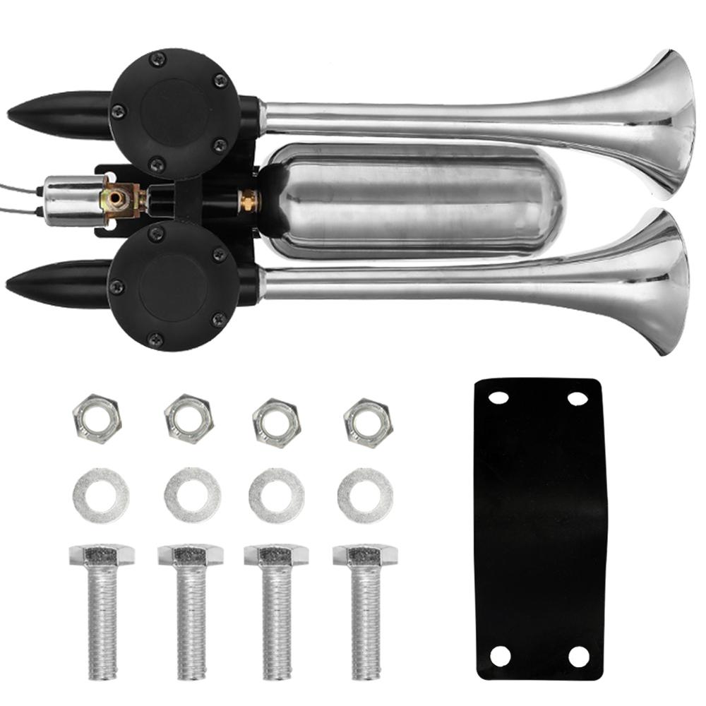Dual Trumpet Air Horn 300DB Universal Trumpet Truck Dual Air Horns Kit Super Loud Speaker for Car Van Boat Pickup Auto