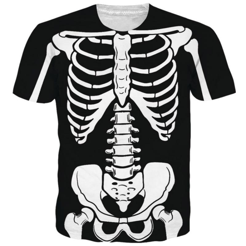 Men's 3D Printed T-Shirt Skeleton Pattern Print Short Sleeve O-Neck Pullover Casual Top