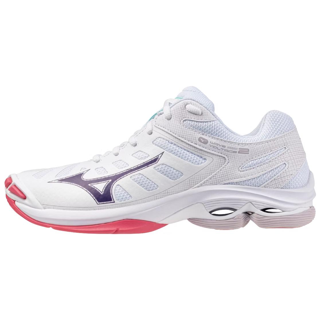 

Mizuno Wave Voltage 2 Unisex Indoor Professional Cushion Volleyball Shoes White Purple Pink V1GC246020 38.5