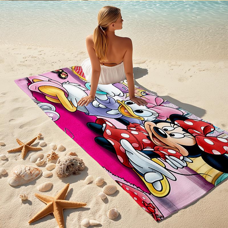 1Pc Mickey Friends City Beach Towel, Quick Dry, Multi-Use for Beach Pool Gym Yoga Home Travel, Christmas, Halloween, Xmas Gift Em92831