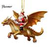 Fantasy Style Ornament Santa Claus Dragon Rider Christmas Ornament, 2D Acrylic Red Themed Hanging with Flying Tree Decorations for Home Parties Decor