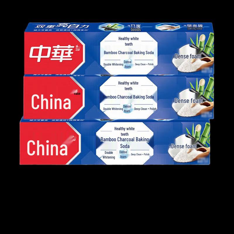 Zhonghua Healthy Teeth White Bamboo Charcoal & Baking Soda Toothpaste, 3-Pack