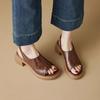 2026 Spring/summer New Soft Leather Minimalist Back Strap Thick Heel High Heels French Minimalist Fish Mouth Sandals for Women