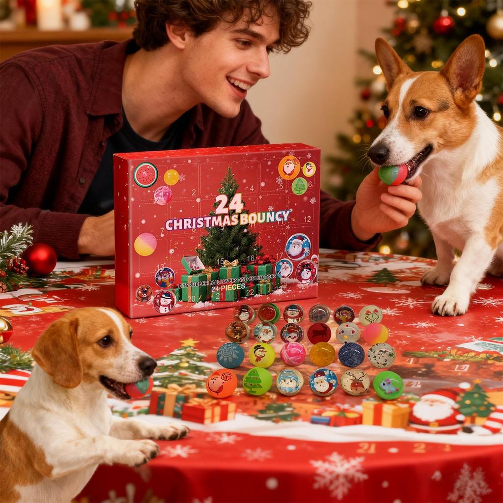 2025 Christmas Advent Bouncy Balls Calendar Kids Bouncy Toys 24 Days Holiday Countdown Calendar For Stress Relief Boys Girls