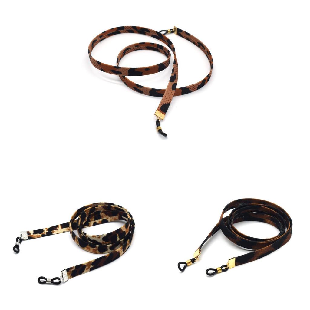 Leopard Print Eyewear Chain For Women With Fabric Material And Geometric Line Design