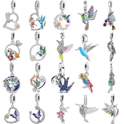 S Copper Charm Fit Original Bracelet Accessories Women Jewelry Early Spring Forest Series Birds Garland